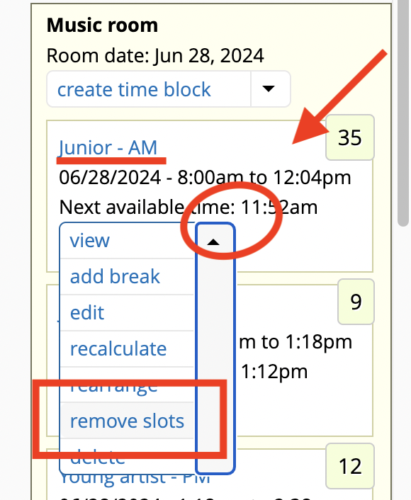 remove time slots in bulk